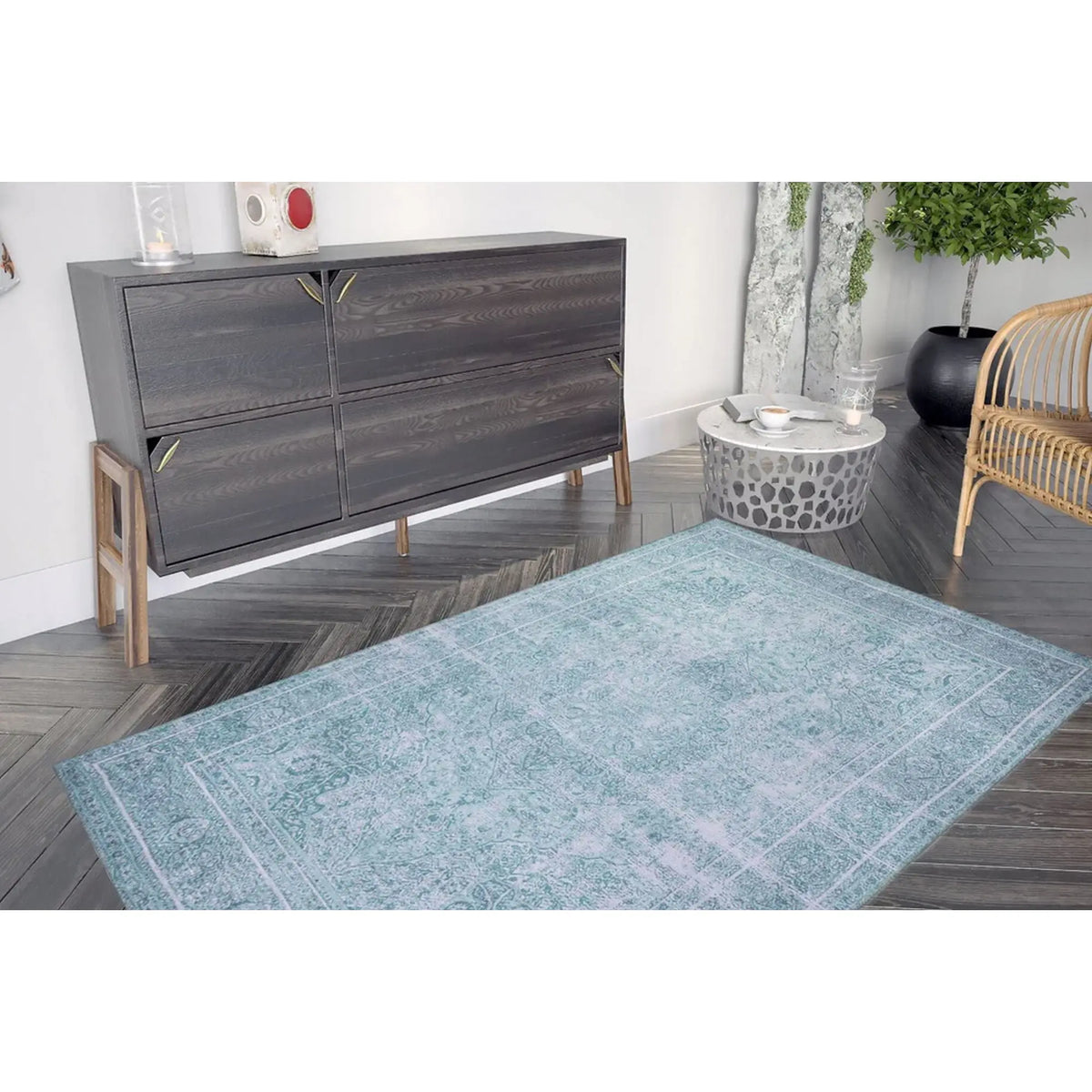 Covor DORIAN CHENILLE, 75x150 cm, forma dreptunghiulara, poliester, albastru, AL 44