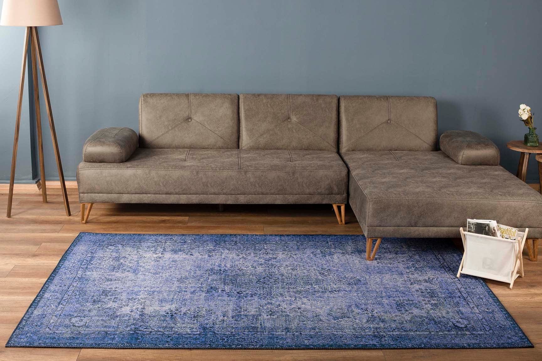 Covor DORIAN CHENILLE, 75x150 cm, forma dreptunghiulara, poliester, albastru inchis, AL 157