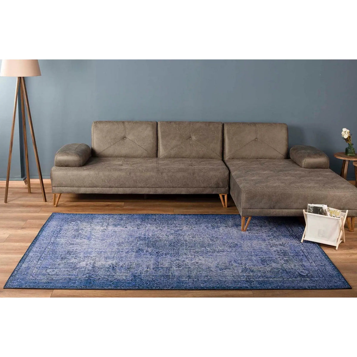 Covor DORIAN CHENILLE, 75x150 cm, forma dreptunghiulara, poliester, albastru inchis, AL 157