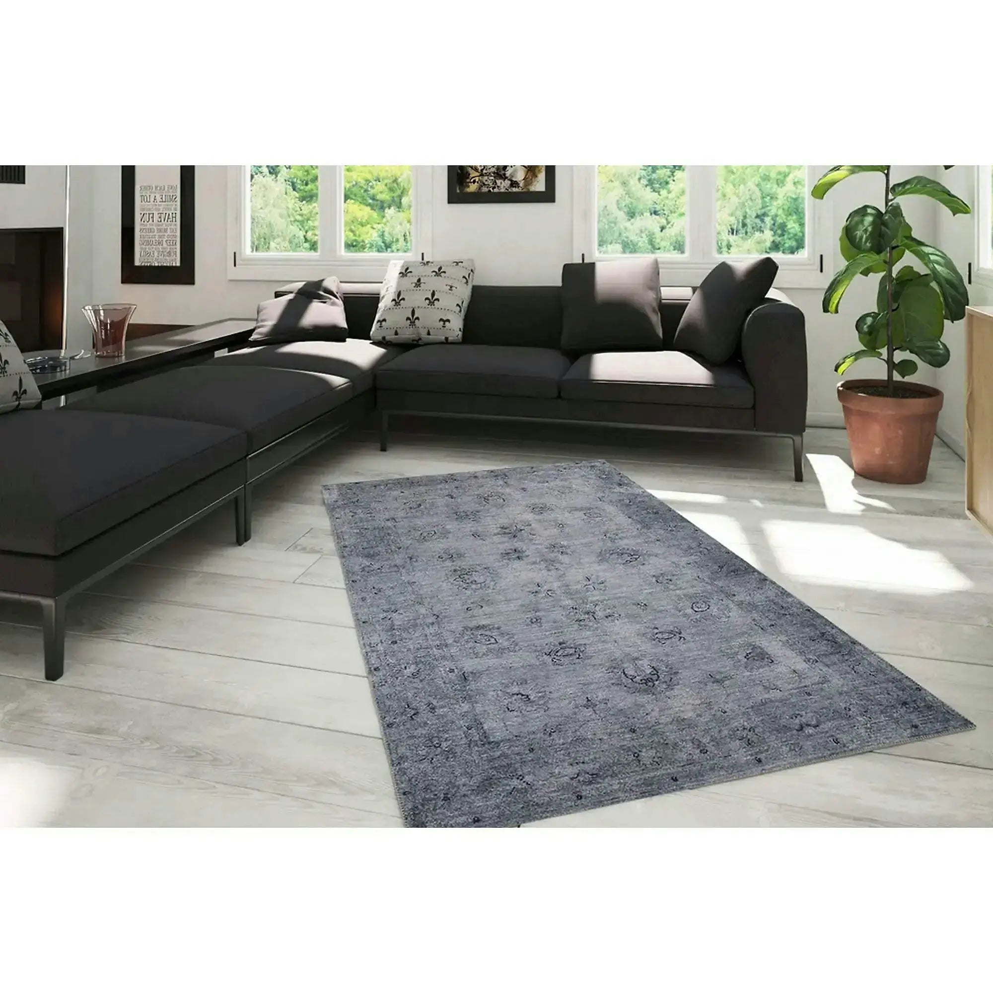 Covor DORIAN CHENILLE, 75x150 cm, forma dreptunghiulara, poliester, gri, AL 166
