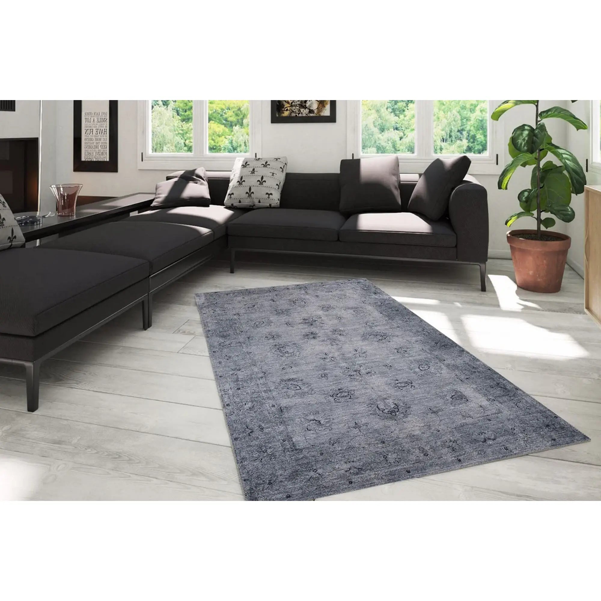 Covor DORIAN CHENILLE, 75x150 cm, forma dreptunghiulara, poliester, gri, AL 166