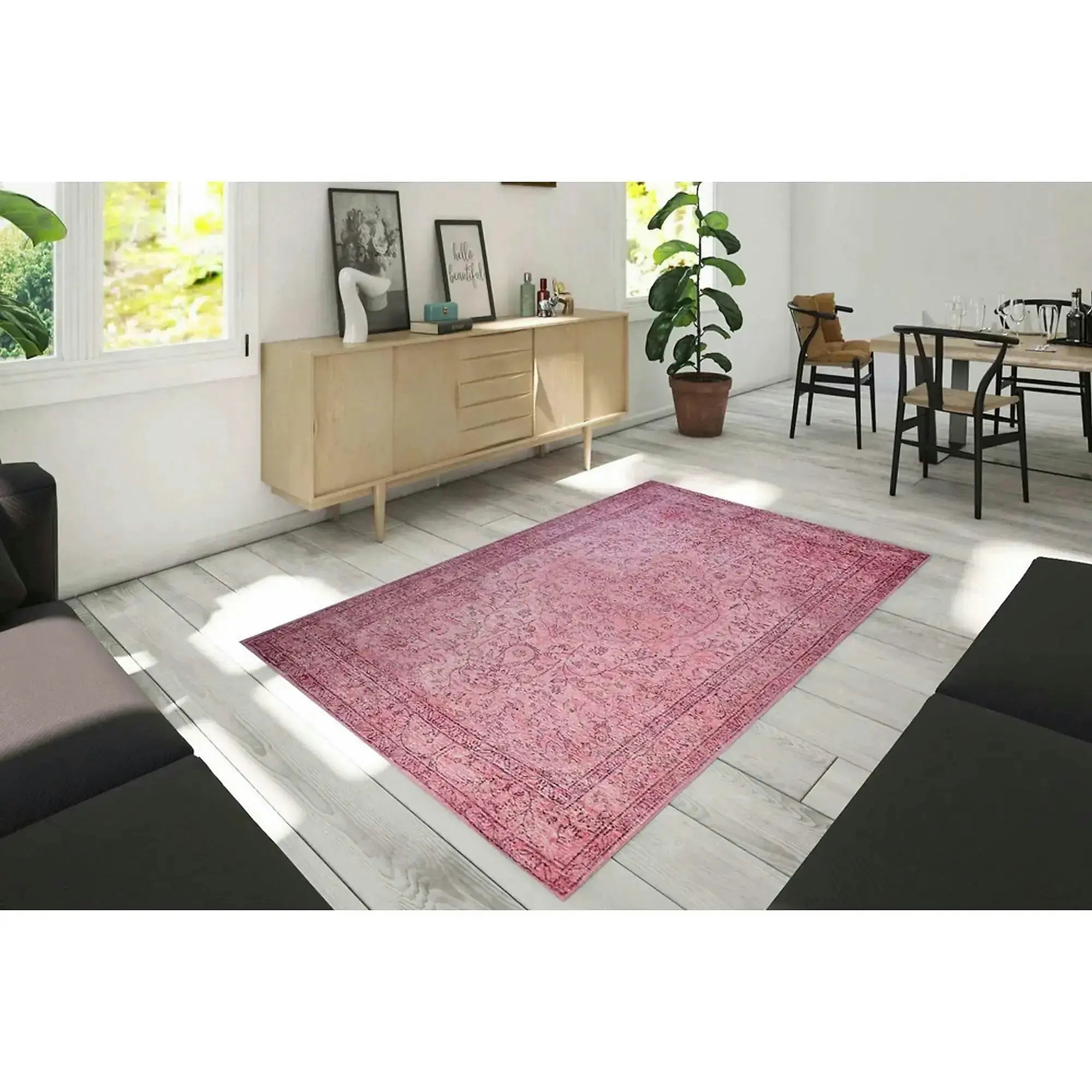 Covor DORIAN CHENILLE, 75x150 cm, forma dreptunghiulara, poliester, roz, AL 137