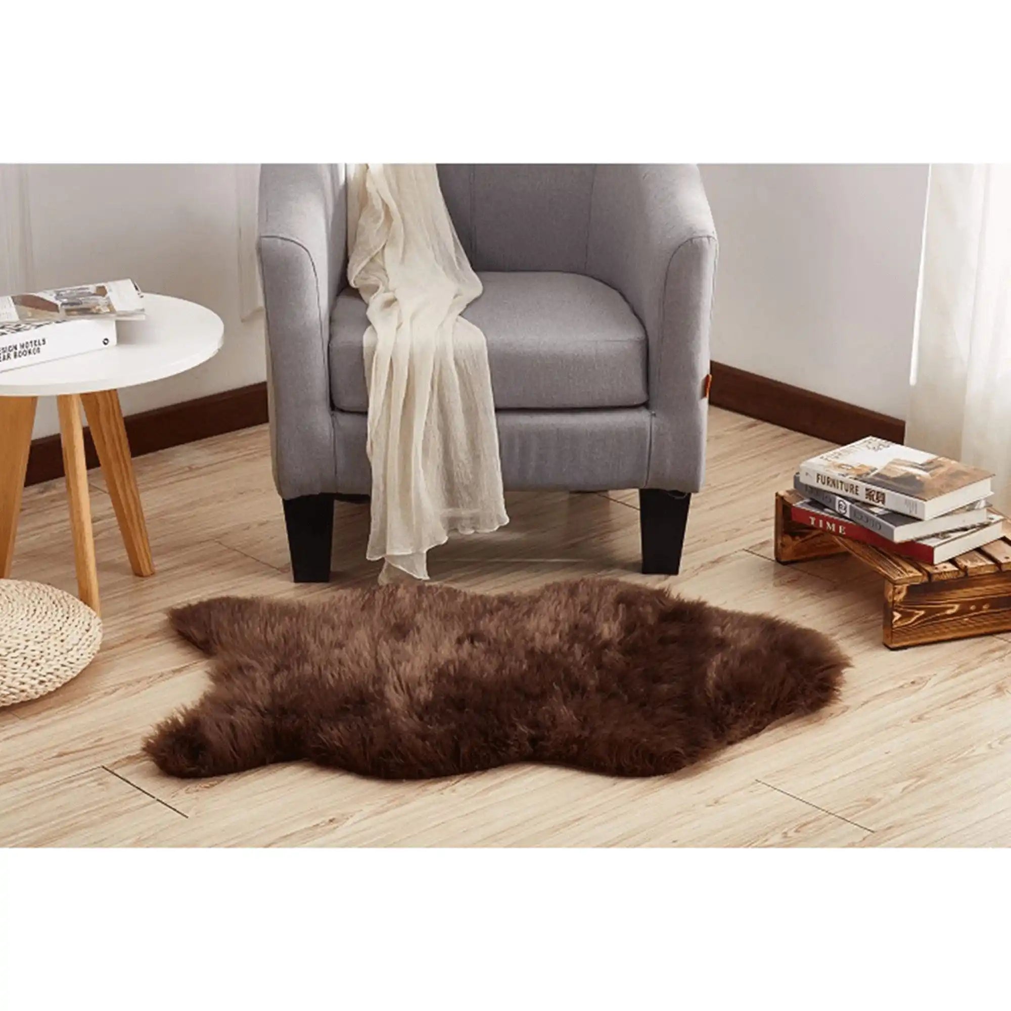 Covor EBONY TYP 3, 60x90 cm, forma atipica, maro, blana artificiala