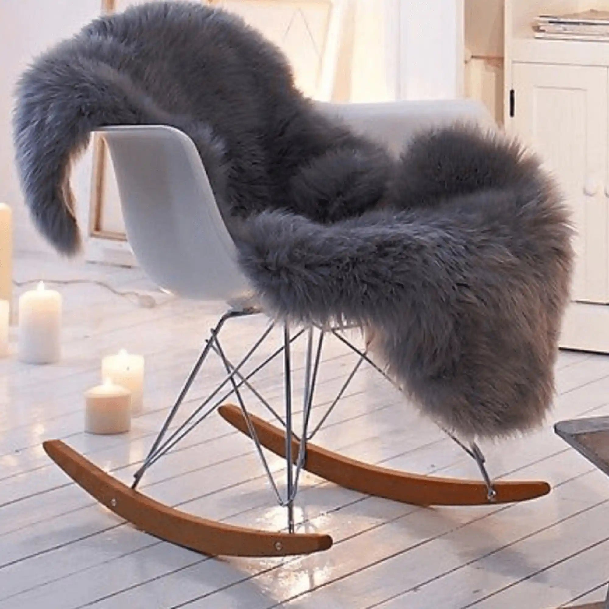 Covor EBONY TYP 5, 60x90 cm, forma atipica, gri, blana artificiala