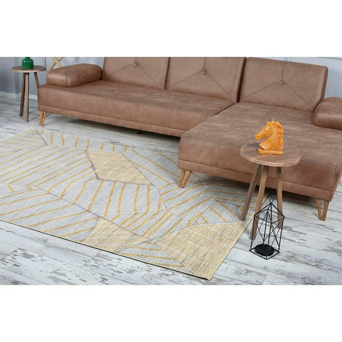 Covor FUNK CHENILLE, 75x150 cm, forma dreptunghiulara, poliester, galben/bej, AL 179 SR