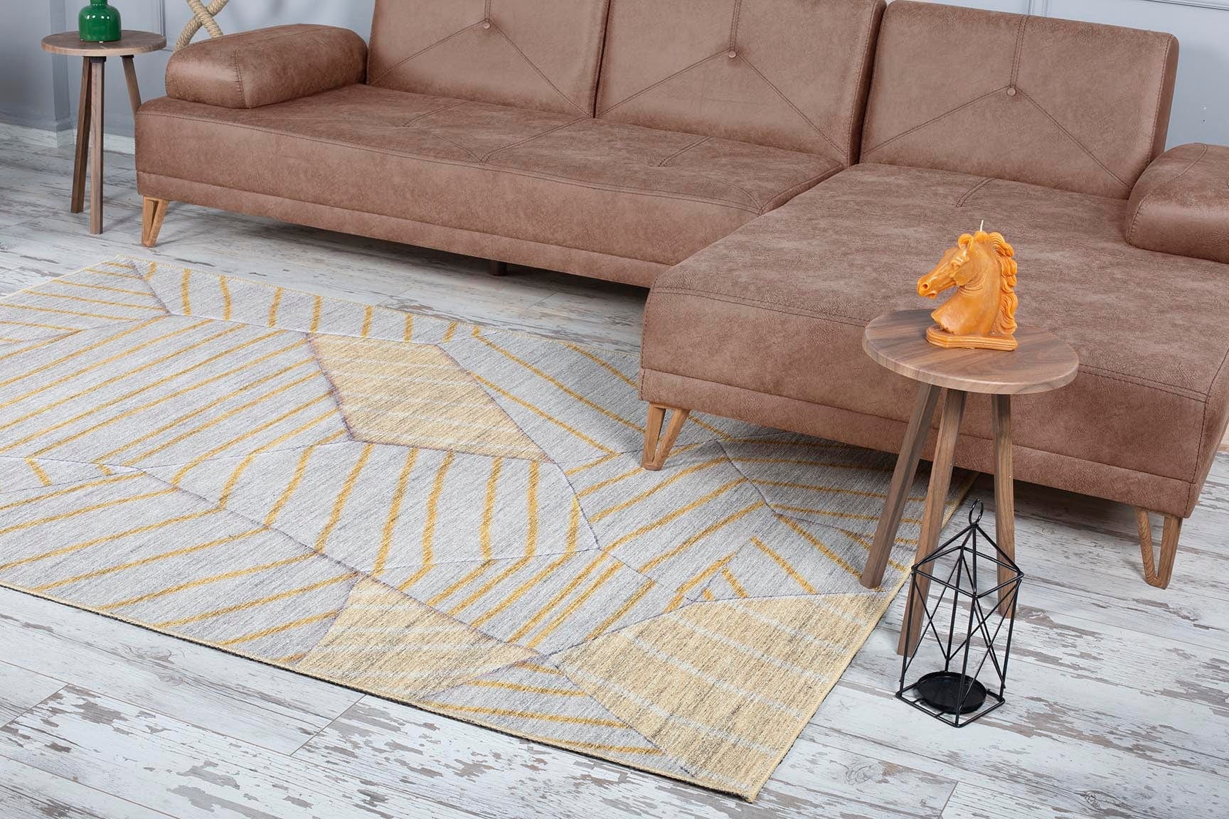 Covor FUNK CHENILLE, 75x150 cm, forma dreptunghiulara, poliester, galben/bej, AL 179 SR