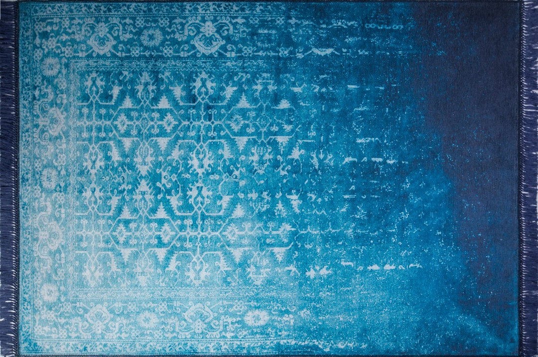 Covor FUSION CHENILLE, 75x150 cm, forma dreptunghiulara, poliester, albastru/alb, AL 135