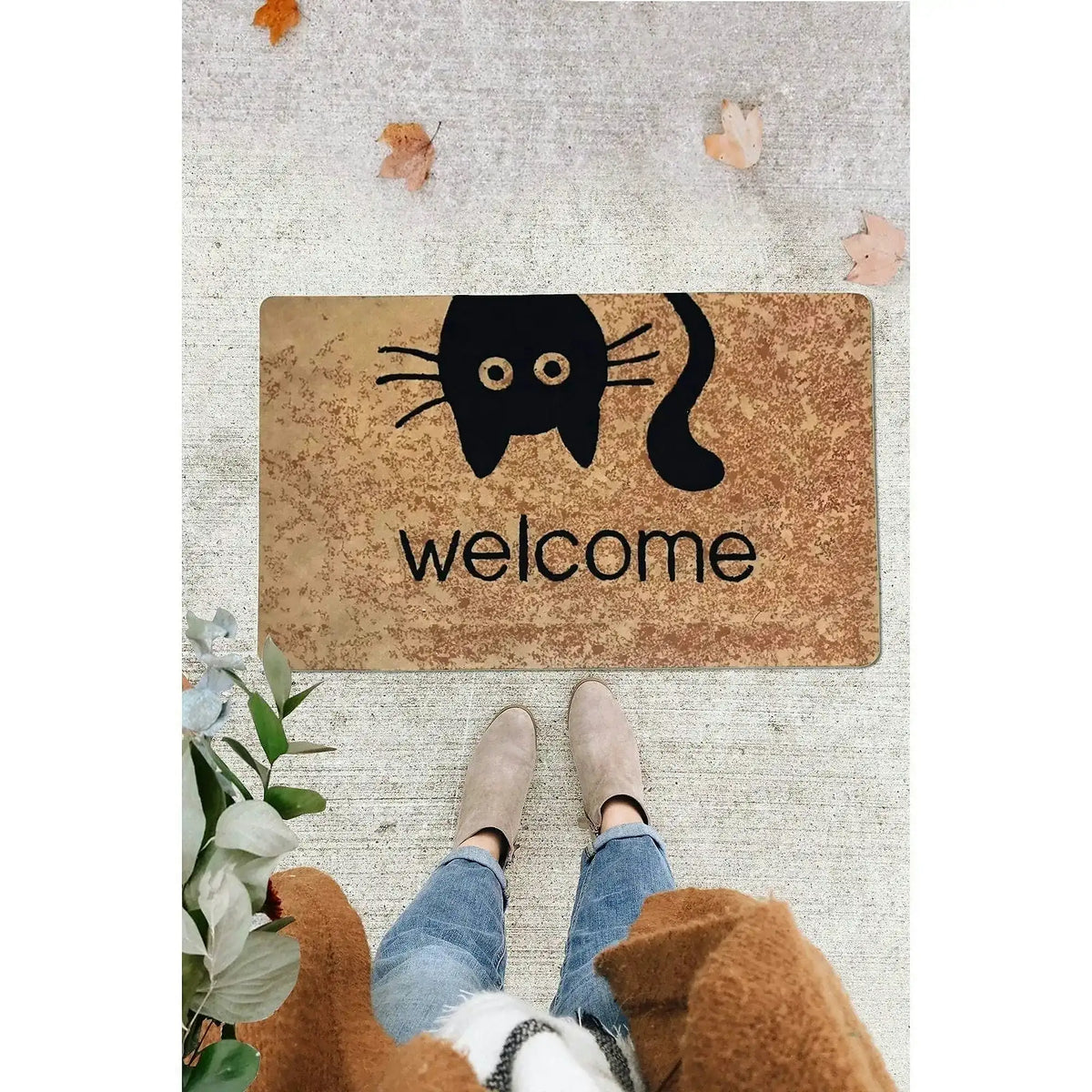 Covor intrare, 40x60 cm, forma dreptunghiulara, PVC, maro