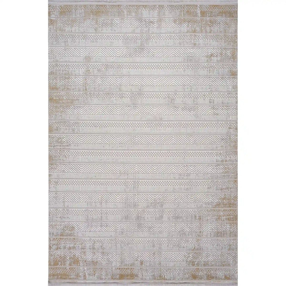 Covor KARIZMA 02811G, 80x150 cm, forma dreptunghiulara, fibre sintetice, gri/auriu