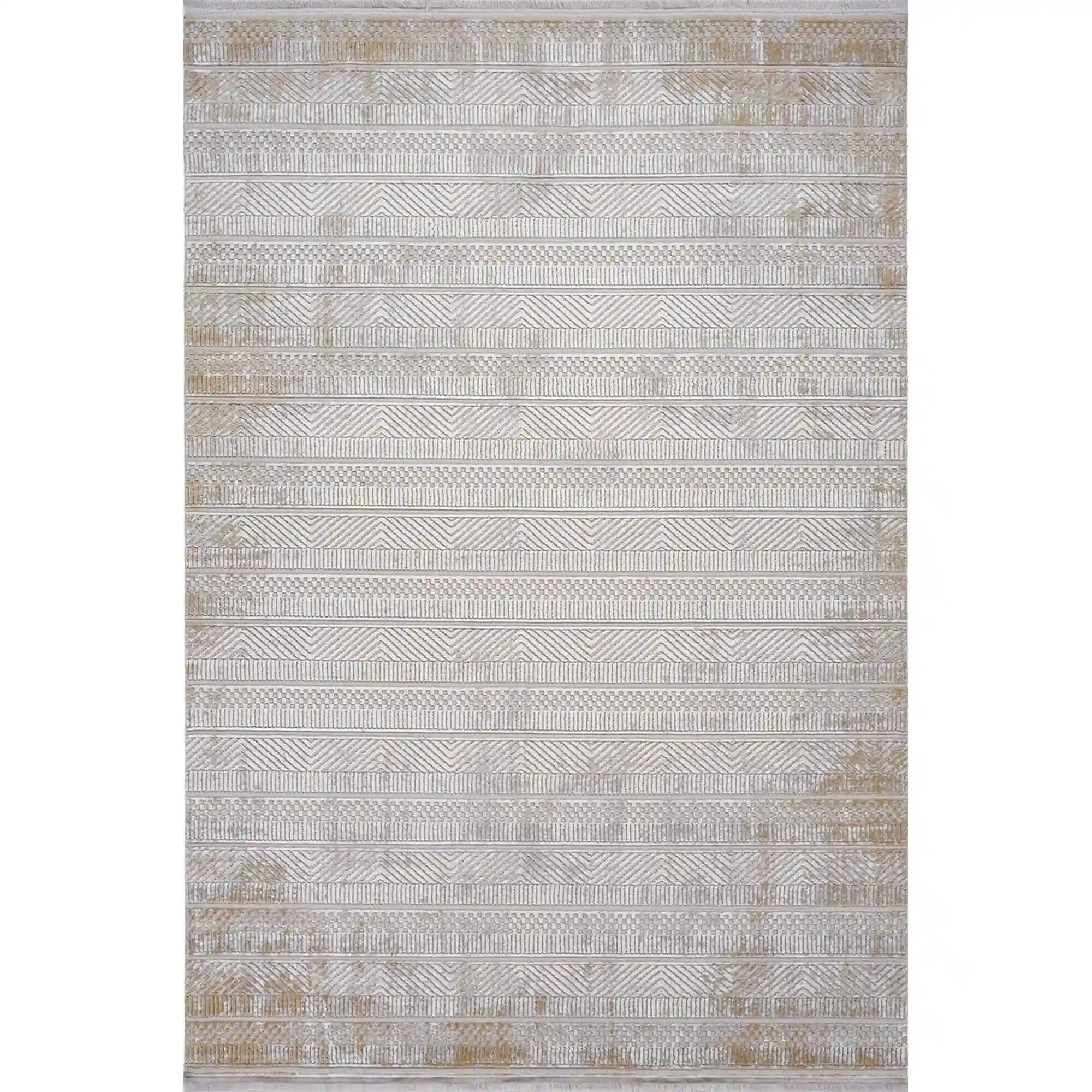 Covor KARIZMA 02811G, 80x150 cm, forma dreptunghiulara, fibre sintetice, gri/auriu