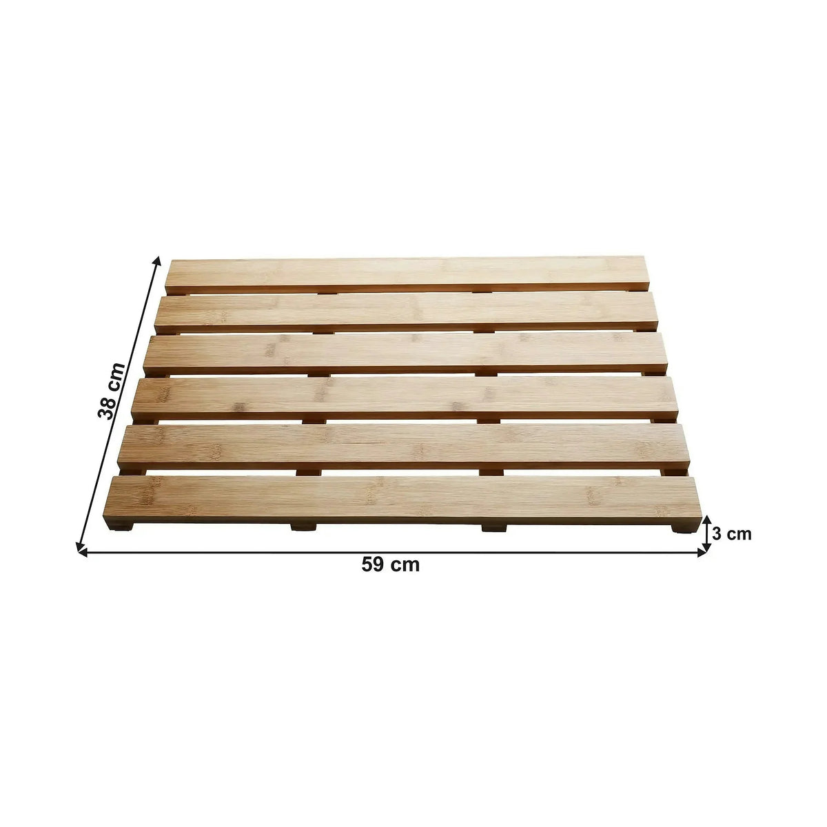 Covor KLERA, 38x59x3 cm, forma dreptunghiulara, bambus lacuit, lemn, anti-alunecare