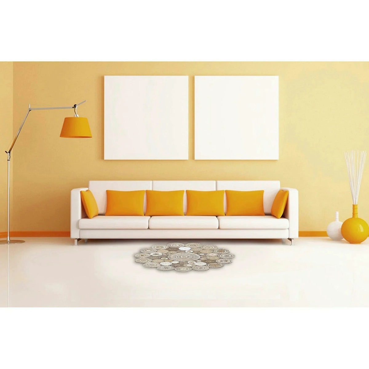 Covor MULTY XW Q, 120x120 cm, forma rotunda, iuta, bej