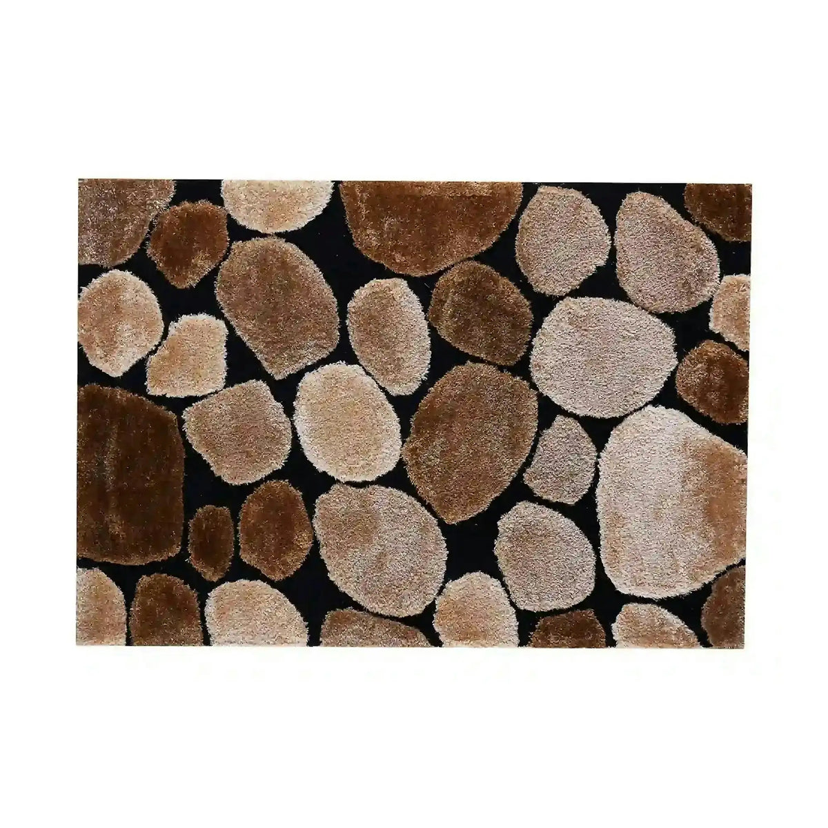 Covor PEBBLE TYP 2, 80x150 cm, forma dreptunghiulara, maro/negru, poliester