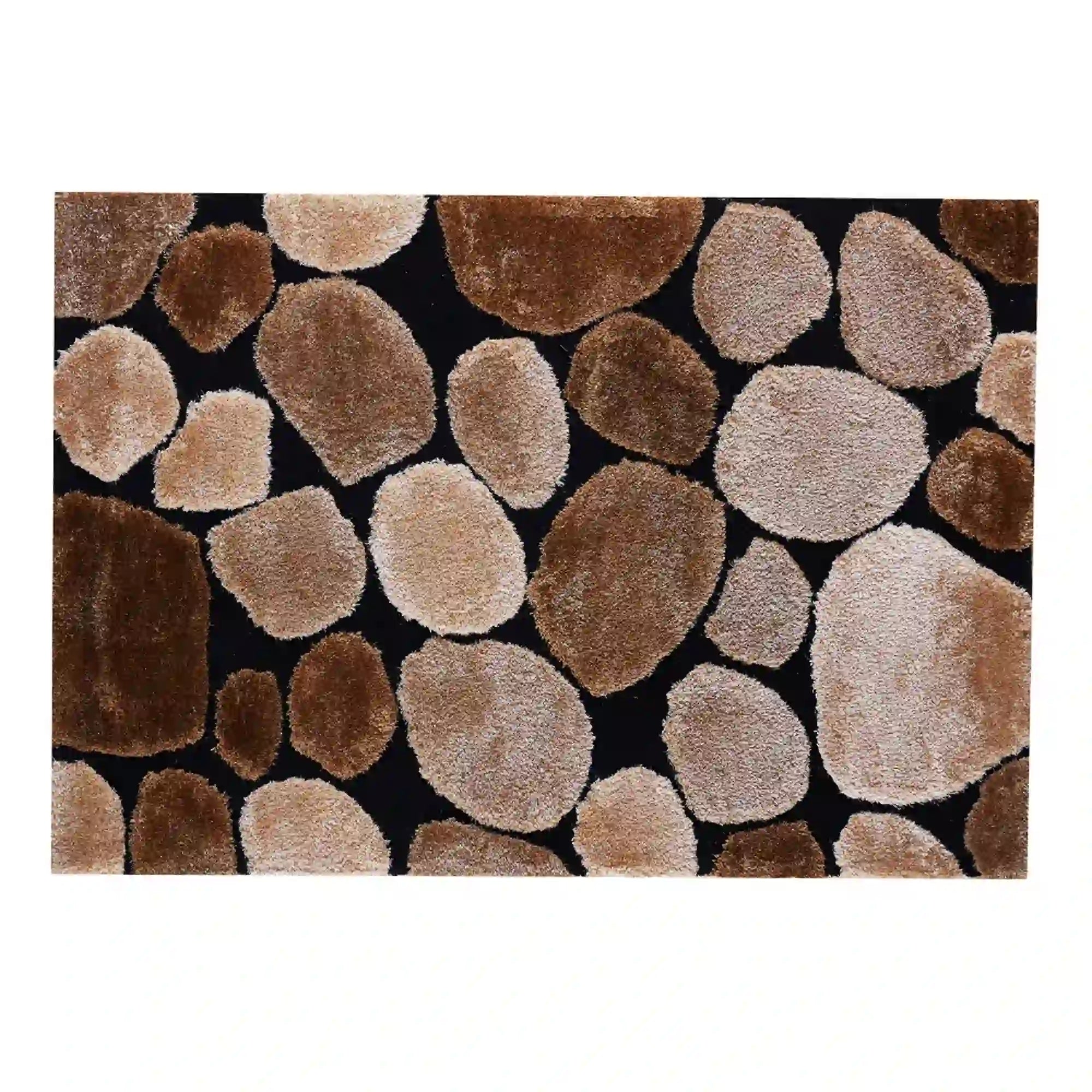 Covor PEBBLE TYP 2, 80x150 cm, forma dreptunghiulara, maro/negru, poliester