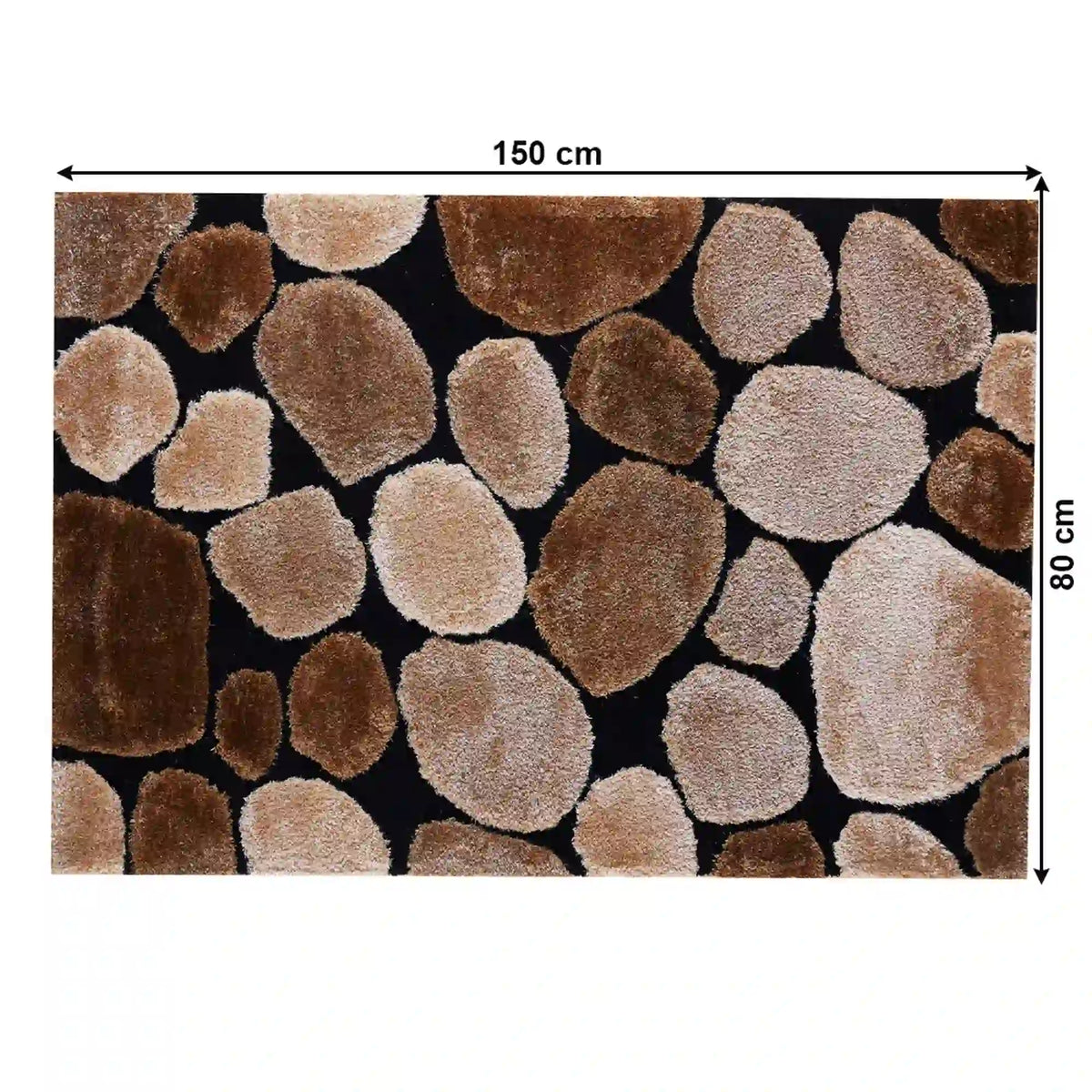 Covor PEBBLE TYP 2, 80x150 cm, forma dreptunghiulara, maro/negru, poliester