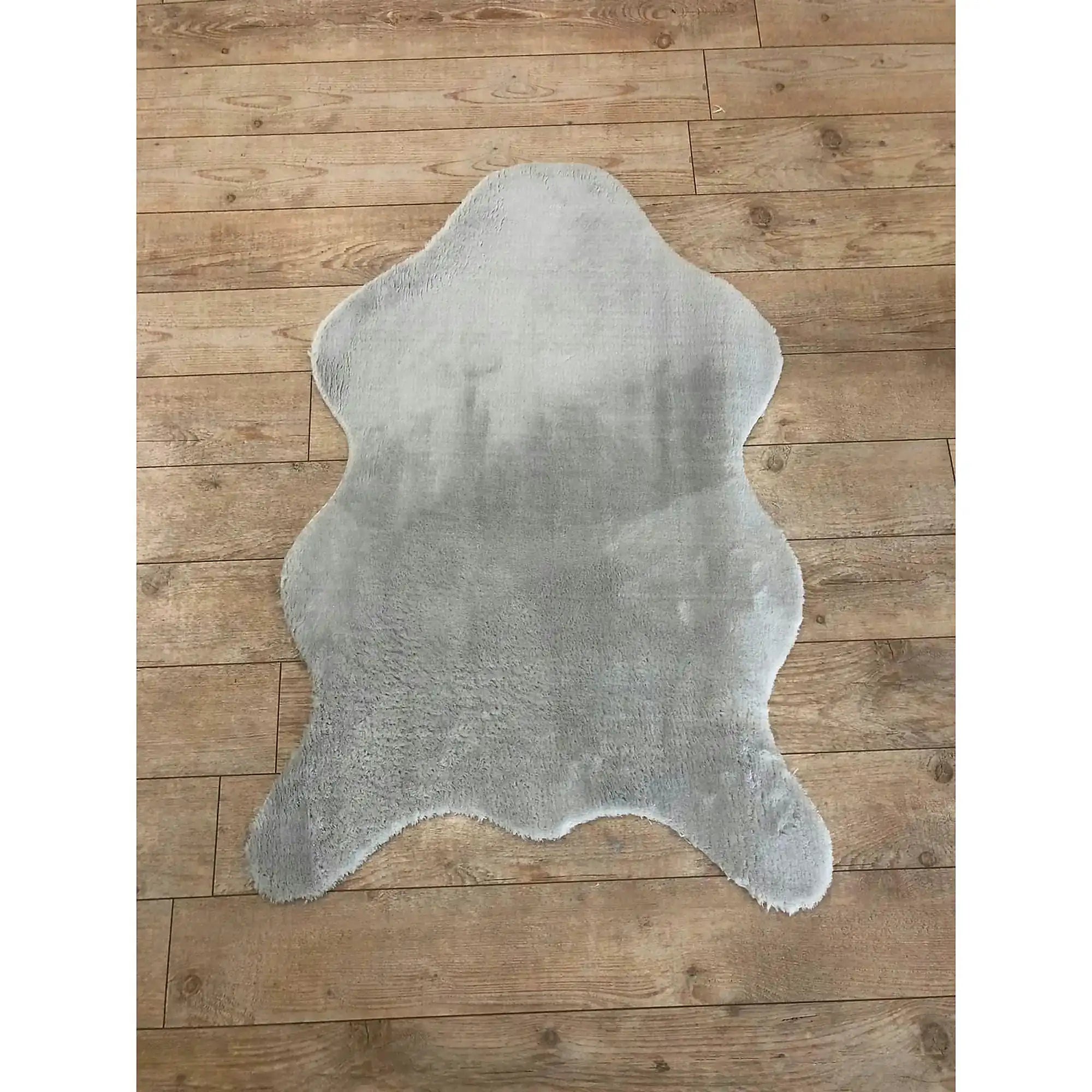 Covor POST PLUSH, 80x120 cm, forma atipica, poliester, gri deschis