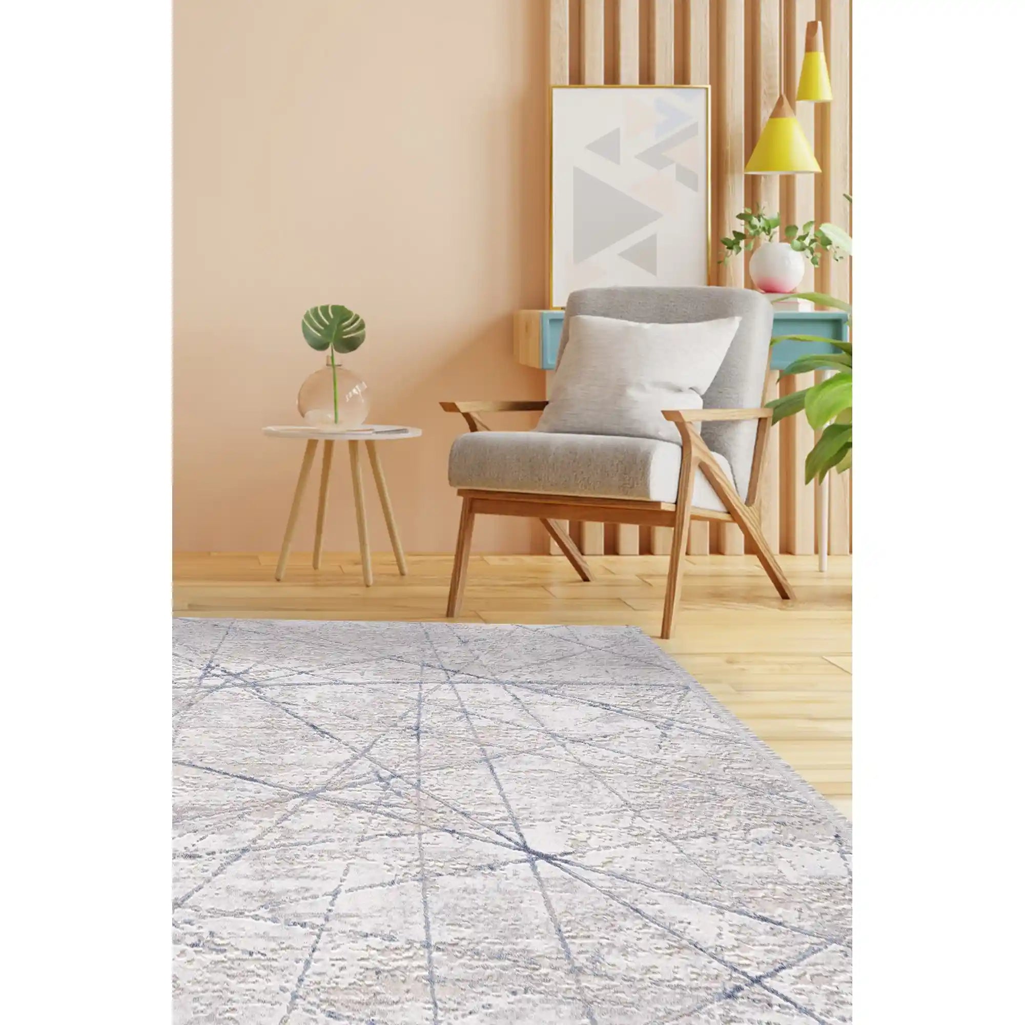 Covor ROMANTIK 02429B, 160x230 cm, forma dreptunghiulara, acril, gri/albastru