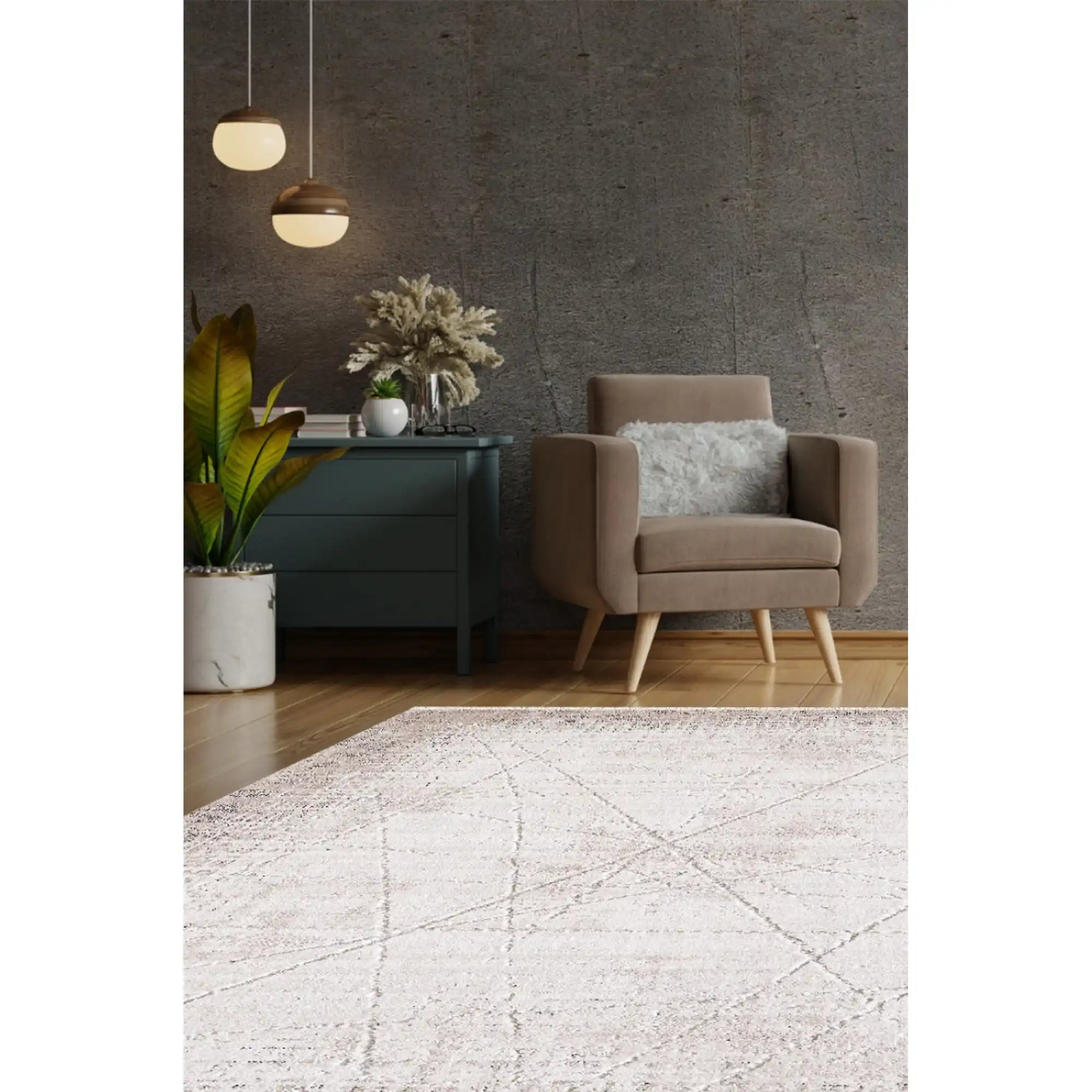 Covor ROMANTIK 02433A, 160x230 cm, forma dreptunghiulara, acril, crem/bej
