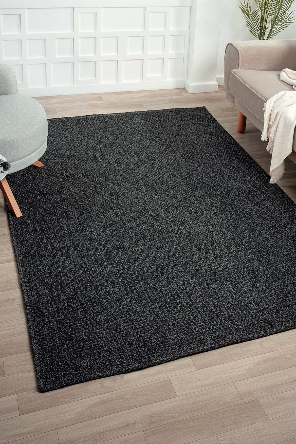 Covor RUSTICANA, 80x150 cm, forma dreptunghiulara, polipropilena, negru, 3105