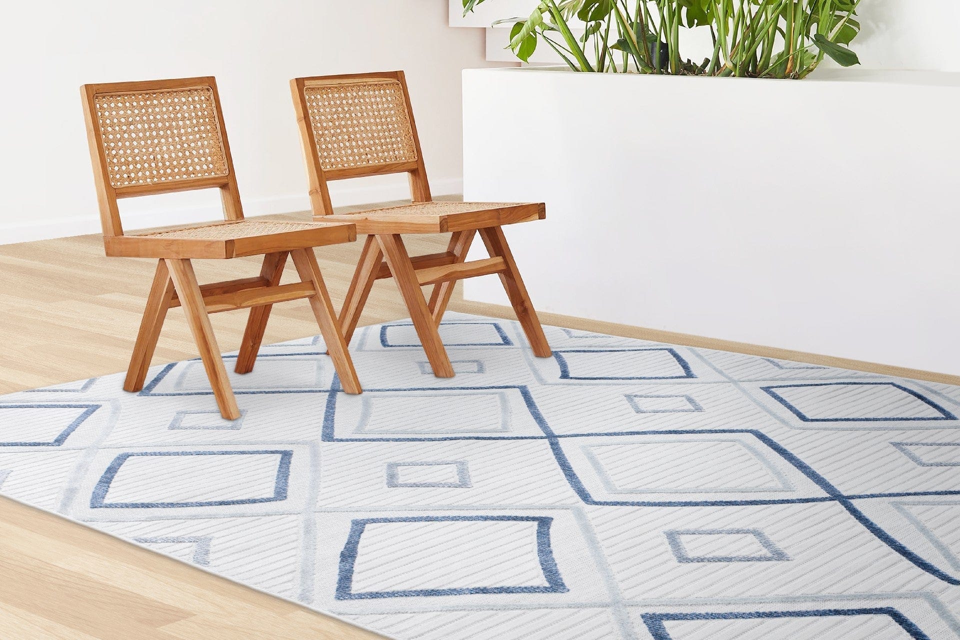 Covor SAND, 78x150 cm, forma dreptunghiulara, polipropilena, crem/albastru, 65549A