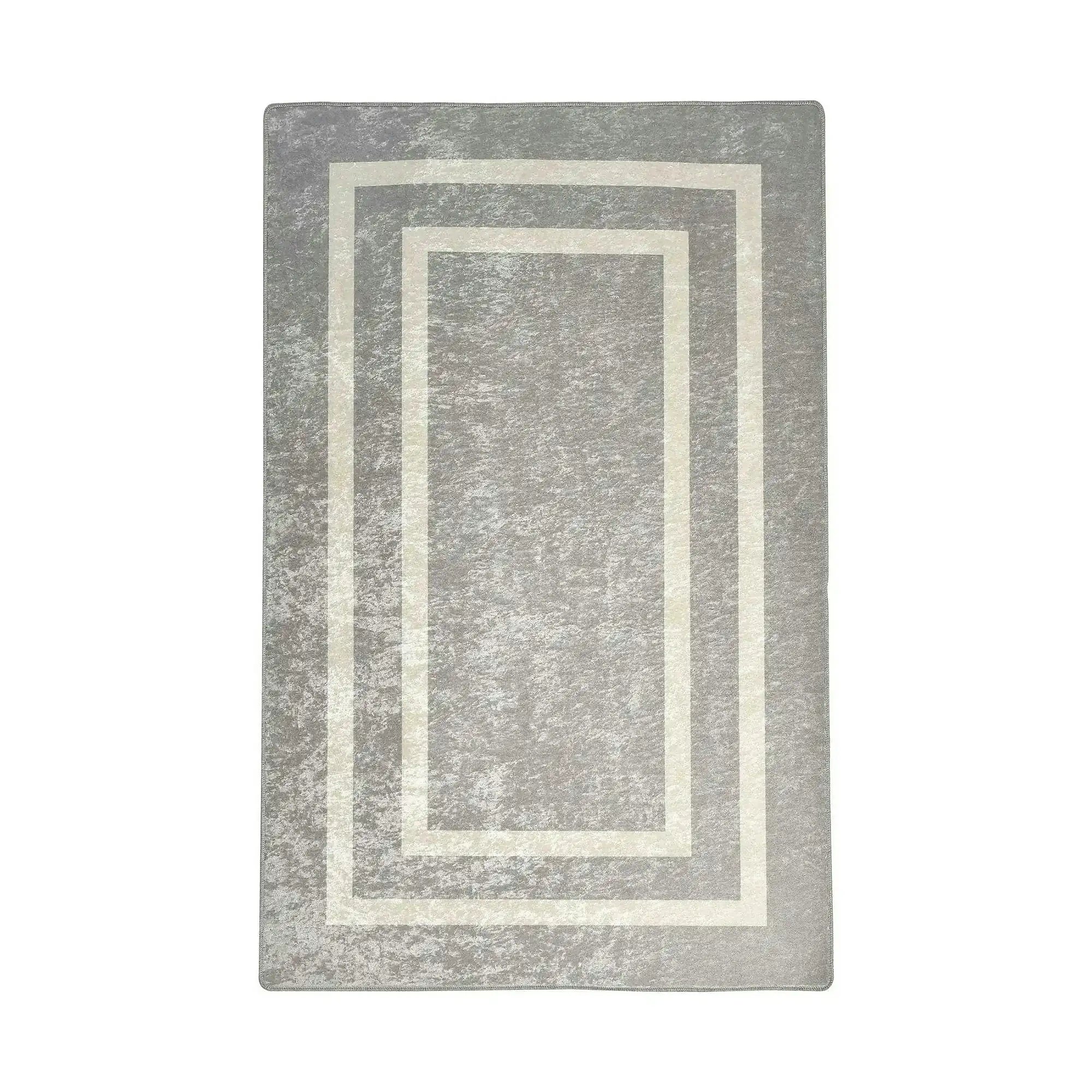 Covor SILVER, 160x230 cm, forma dreptunghiulara, tesatura de catifea/poliester, gri/alb