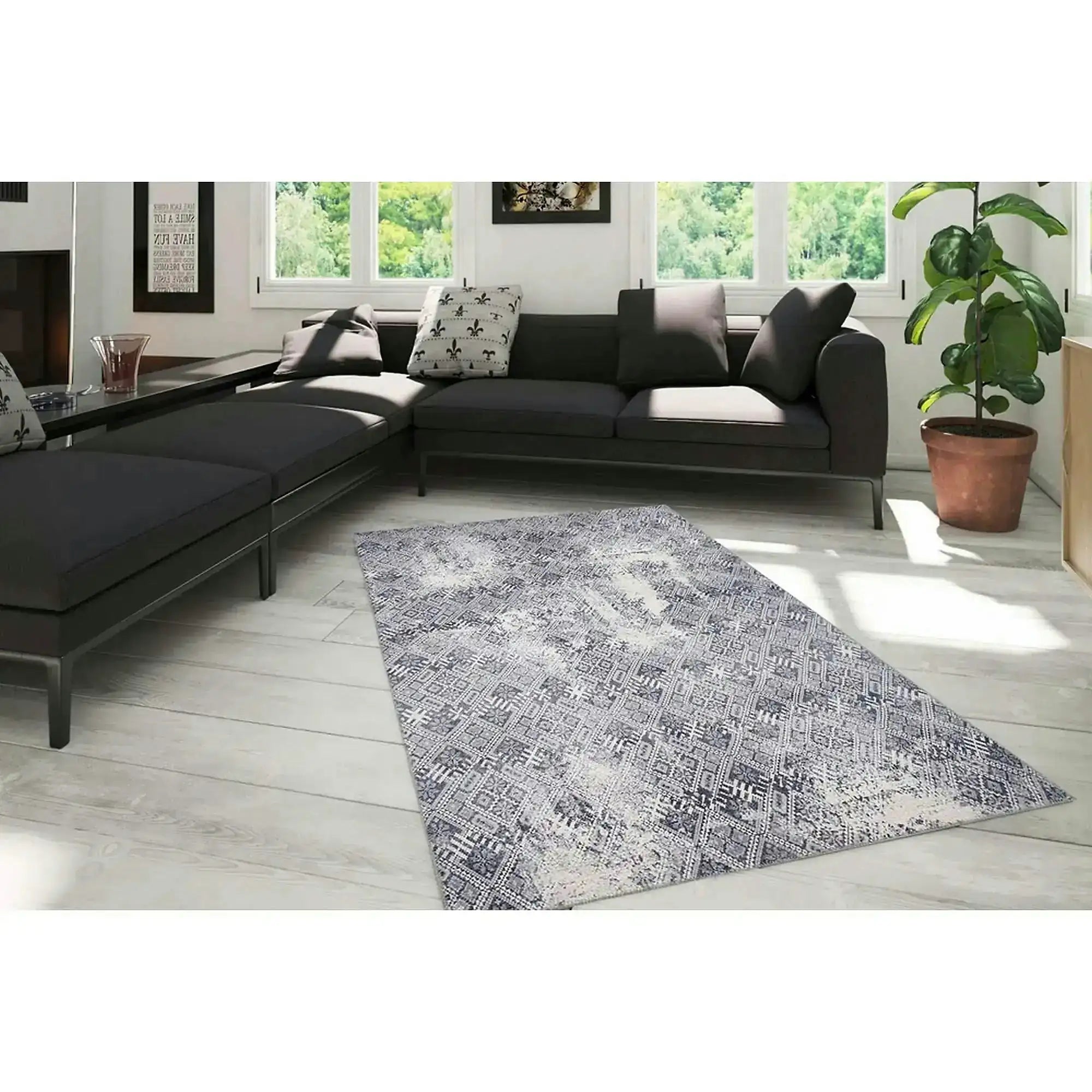 Covor SOUL CHENILLE, 75x150 cm, forma dreptunghiulara, poliester, gri, AL 54