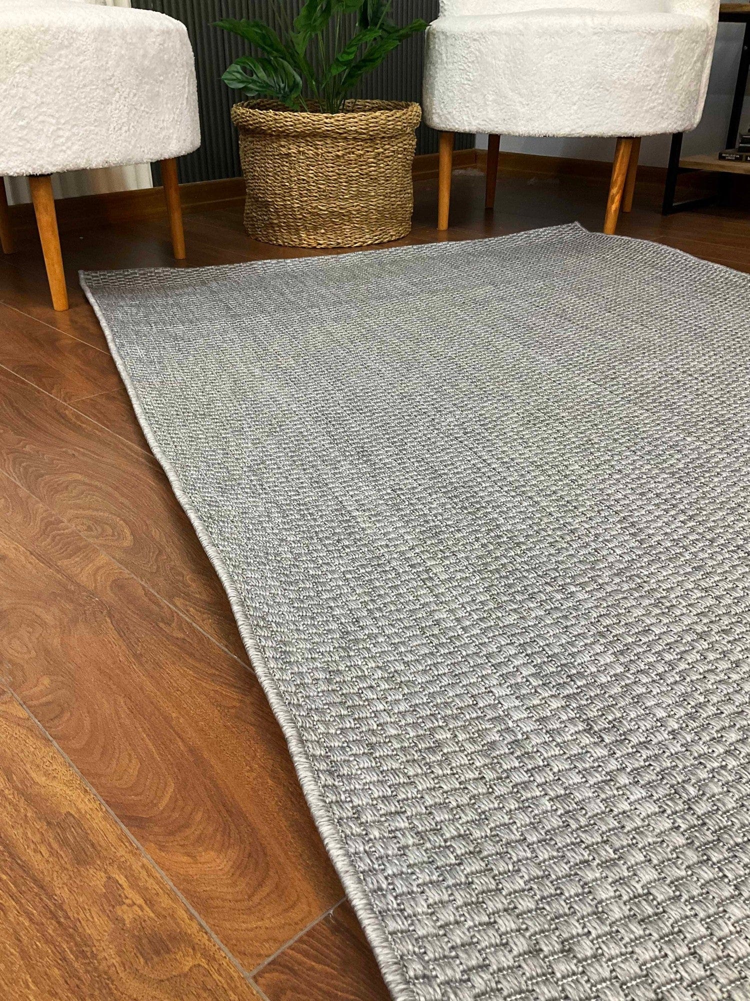 Covor TIMBER SISAL, 80x150 cm, forma dreptunghiulara, polipropilena, gri deschis