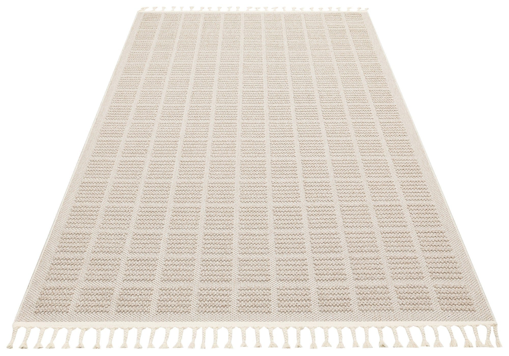 Covor YENI BUKLE KARE, 80x150 cm, forma dreptunghiulara, material tesut, bej