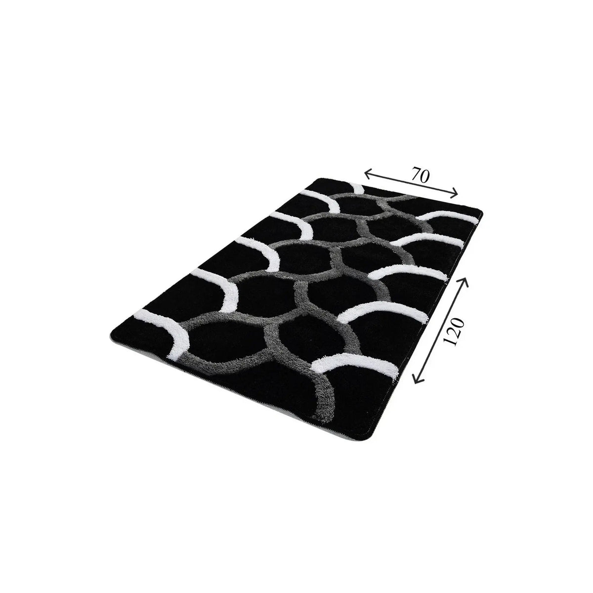 Covoras baie 359CHL1963, 70x120 cm, forma dreptunghiulara, acril, negru