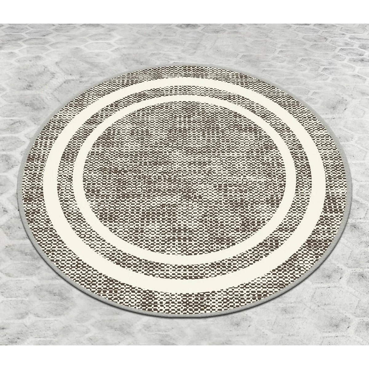 Covoras baie FORMICA CIRCLE DJT, 100x100 cm, forma rotunda, poliester, bej/alb
