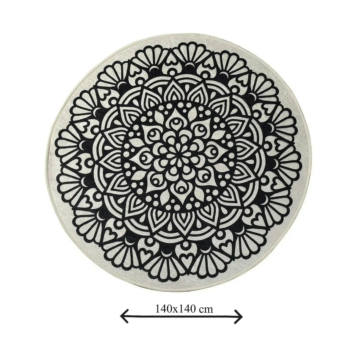 Covoras baie KOZZY, 140x140 cm, forma rotunda, poliester, negru