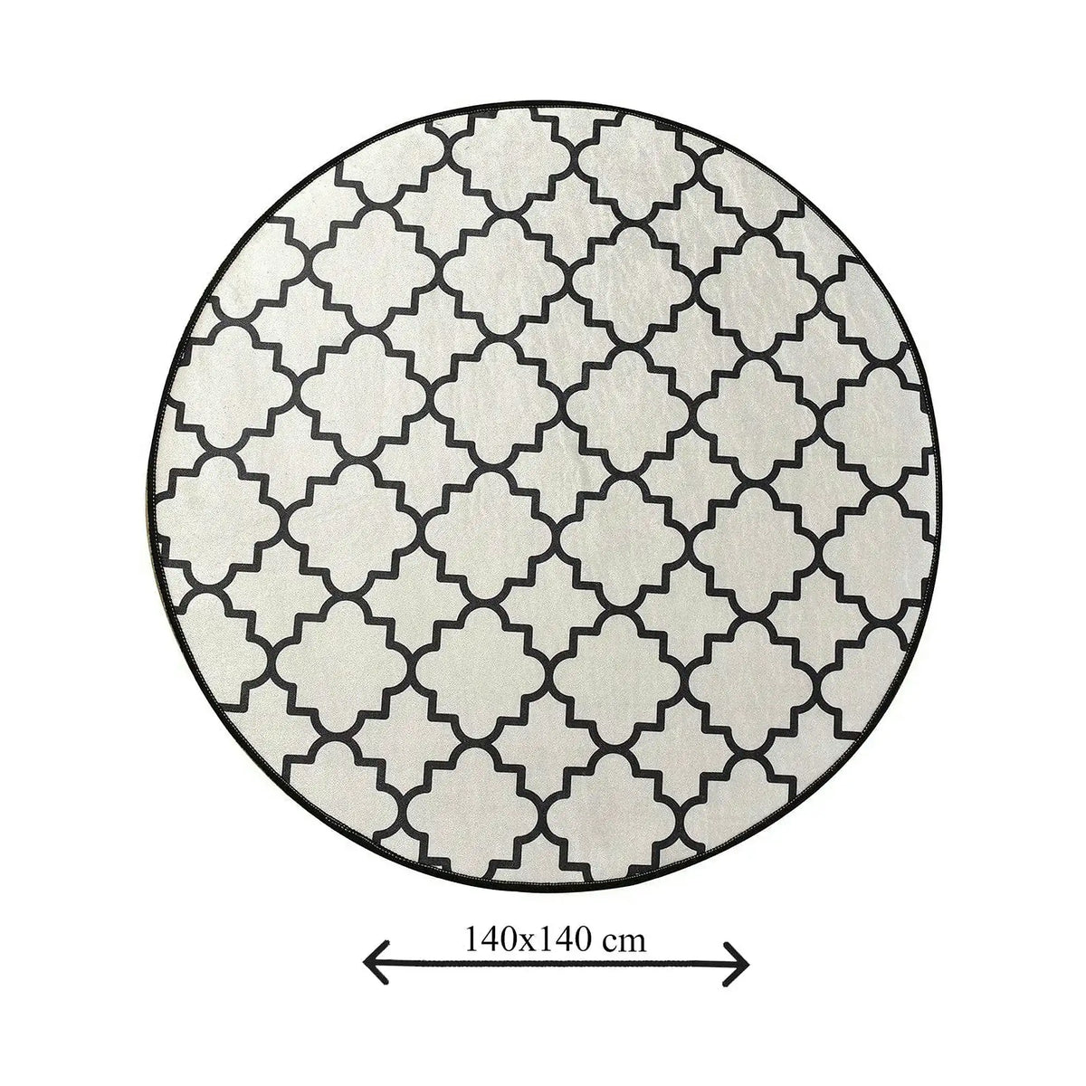 Covoras baie KUPA, 140x140 cm, forma rotunda, poliester, crem/negru