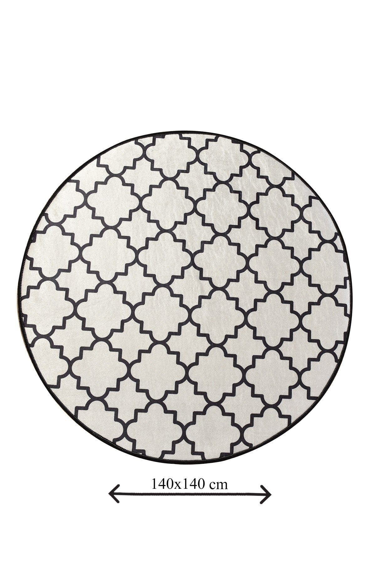 Covoras baie KUPA, 140x140 cm, forma rotunda, poliester, crem/negru