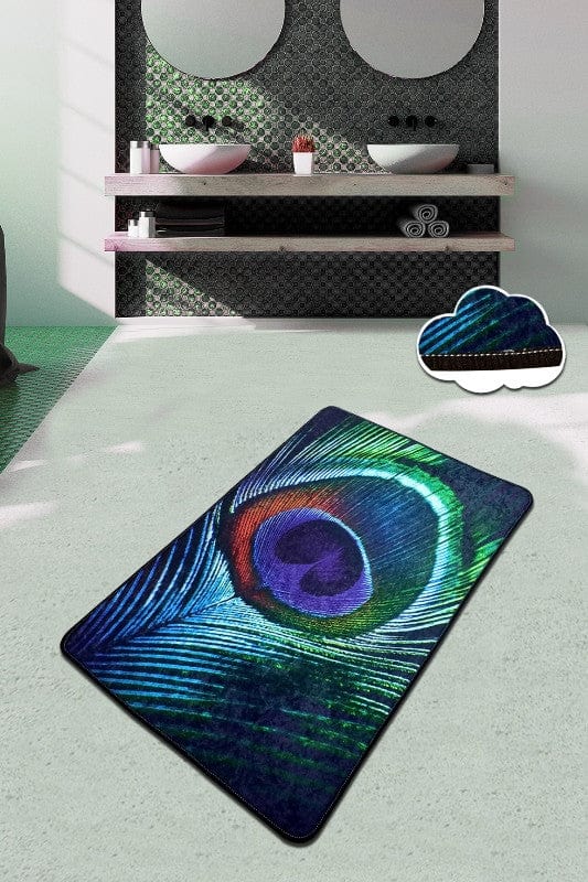 Covoras baie PEACOCK, 80x100 cm, forma dreptunghiulara, poliester, multicolor