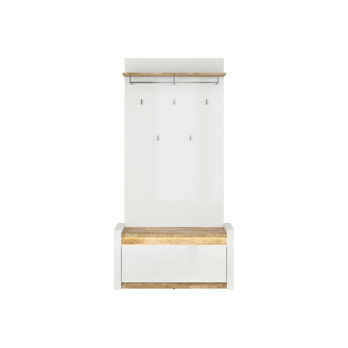 Cuier ALAMEDA, alb/stejar, PAL, 88x29x150 cm