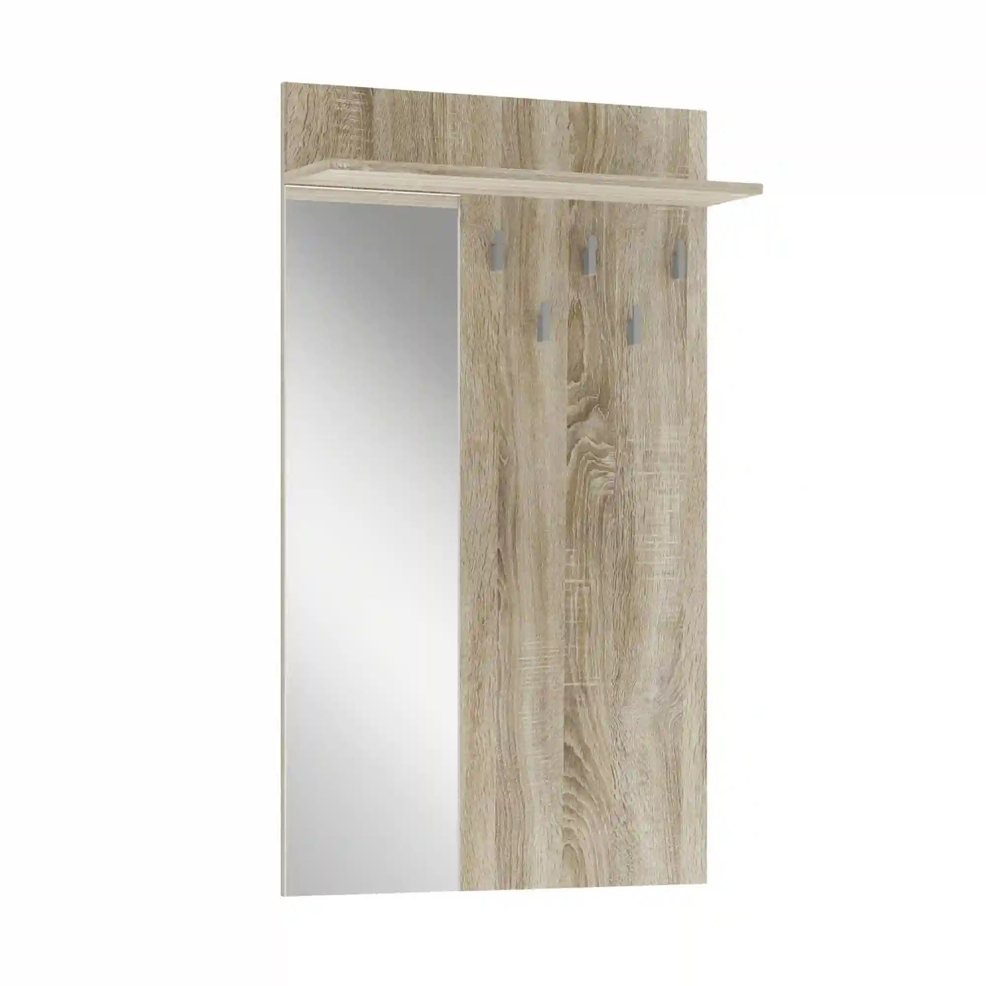 Cuier de perete cu oglinda LIMA PR-1, stejar sonoma, PAL laminat, 70x20x120 cm