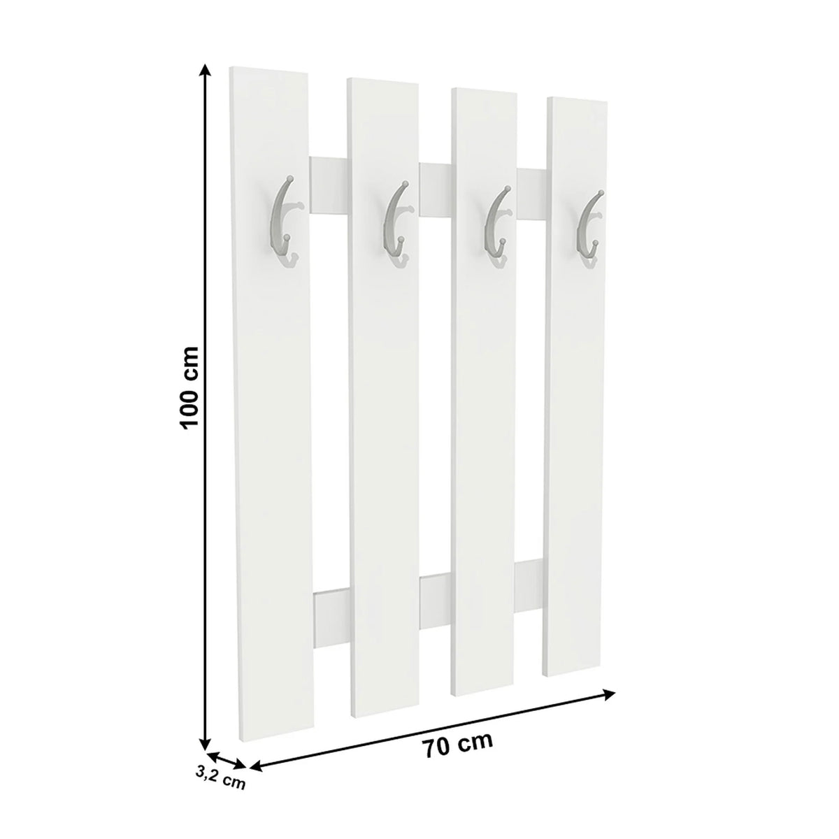 Cuier de perete KORADO NEW KV11, alb, PAL, 70x3x100 cm