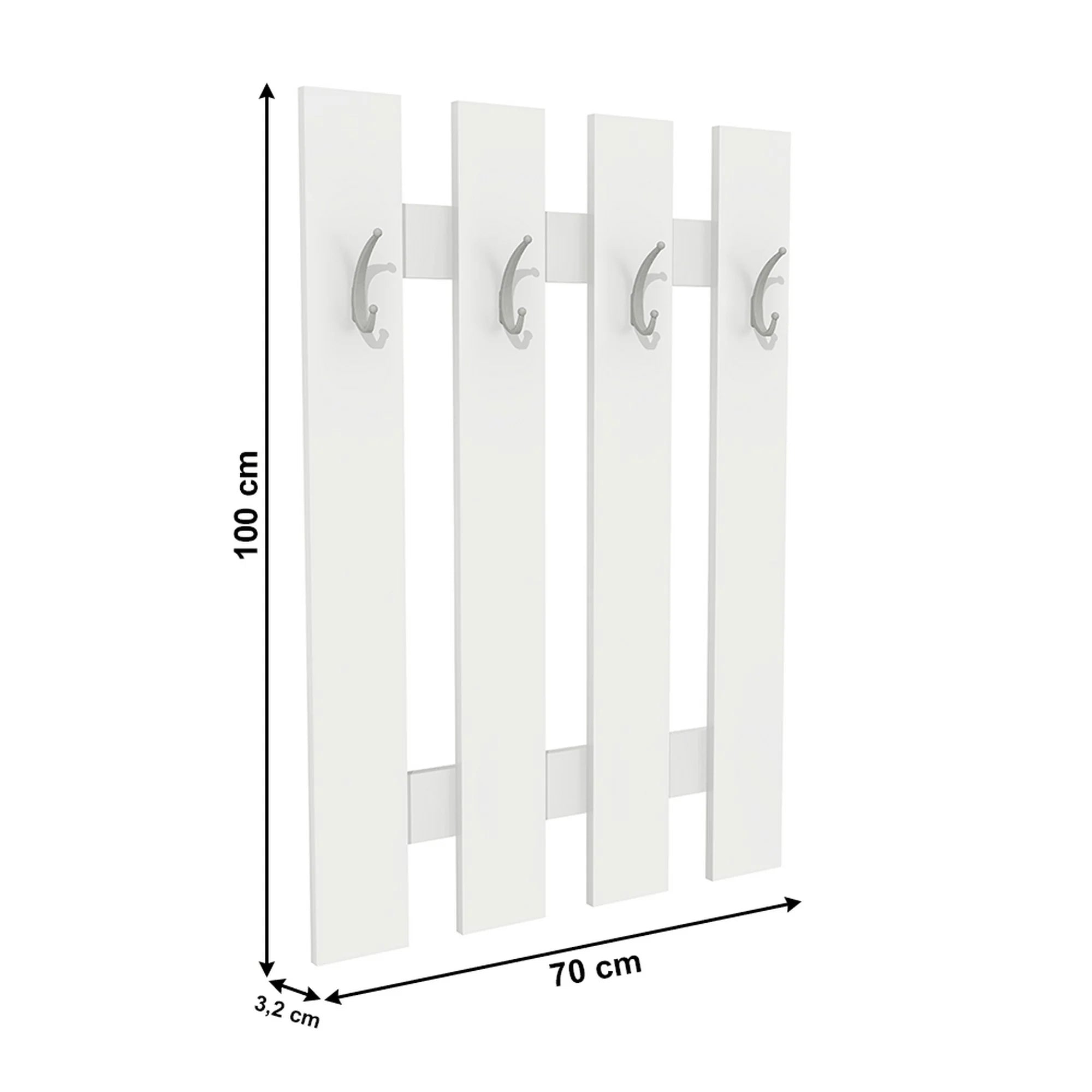 Cuier de perete KORADO NEW KV11, alb, PAL, 70x3x100 cm