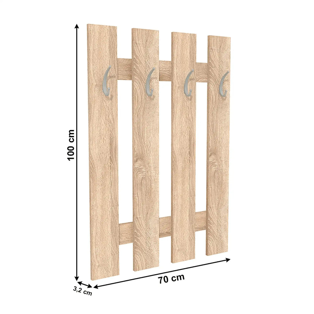 Cuier de perete KORADO NEW KV11, stejar sonoma, PAL, 70x3x100 cm