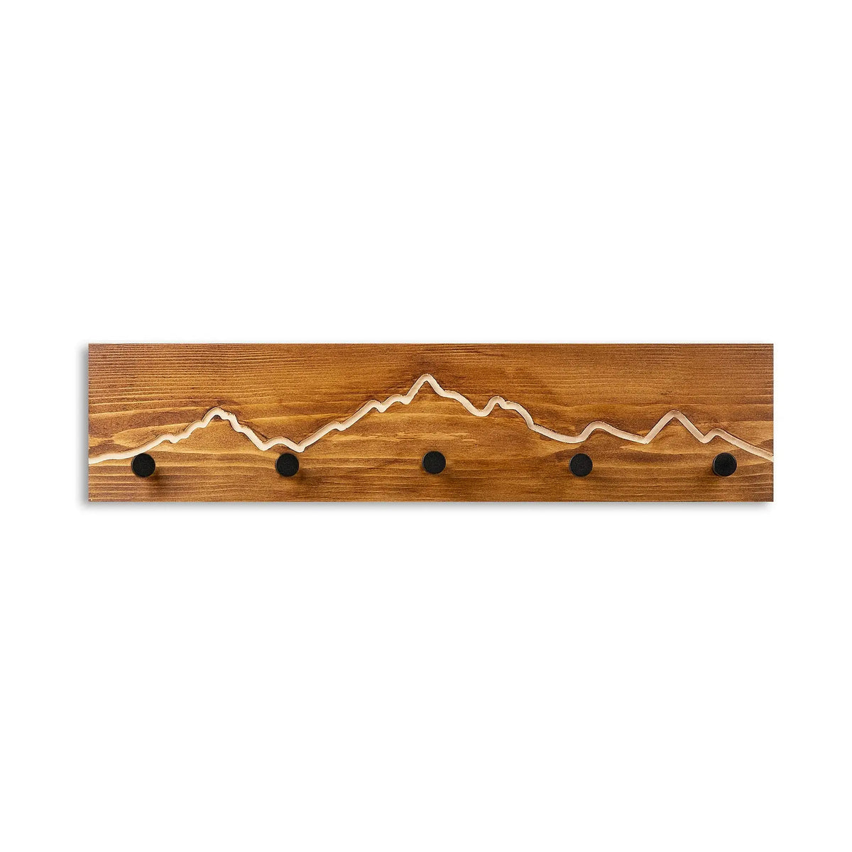 Cuier de perete MOUNTAIN 2, nuc/stejar, lemn/metal, 60x14 cm