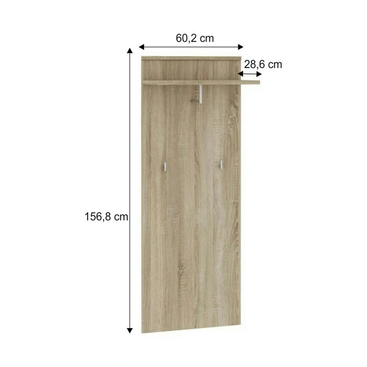 Cuier MARIO NEW TYP D-6, stejar sonoma, PAL melaminat, 60x29x157 cm