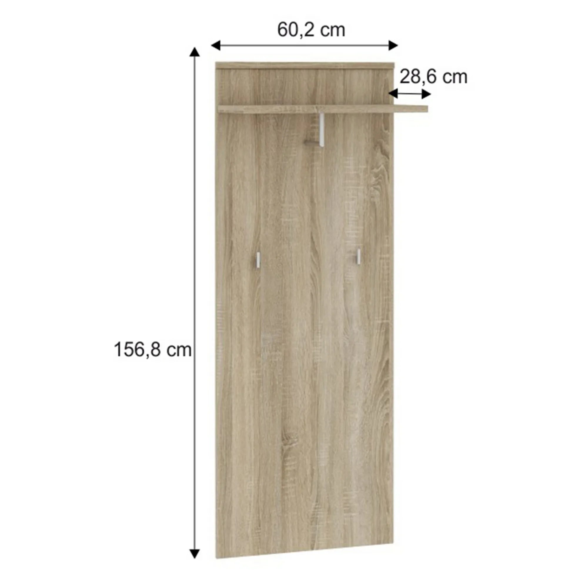 Cuier MARIO NEW TYP D-6, stejar sonoma, PAL melaminat, 60x29x157 cm