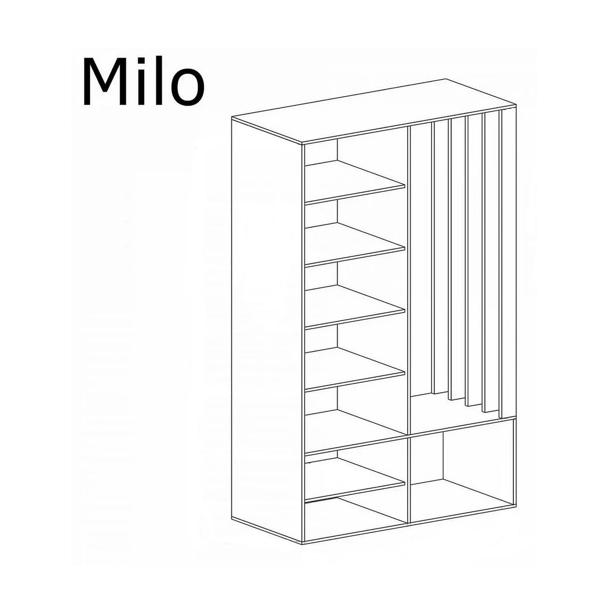 Cuier mobila hol MILO, stejar artisan/negru, PAL laminat/metal, 100x33x189 cm