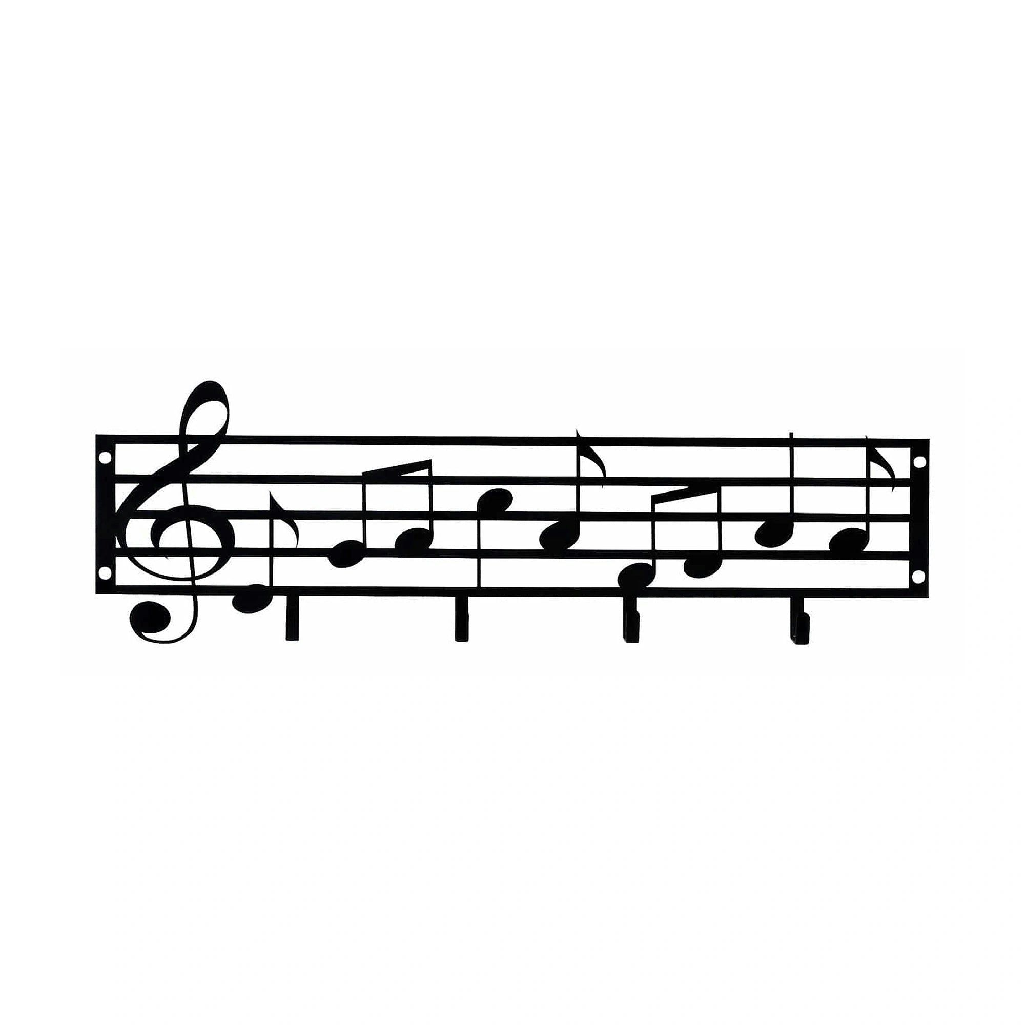 Cuier NOTE, negru, metal, 60x19 cm