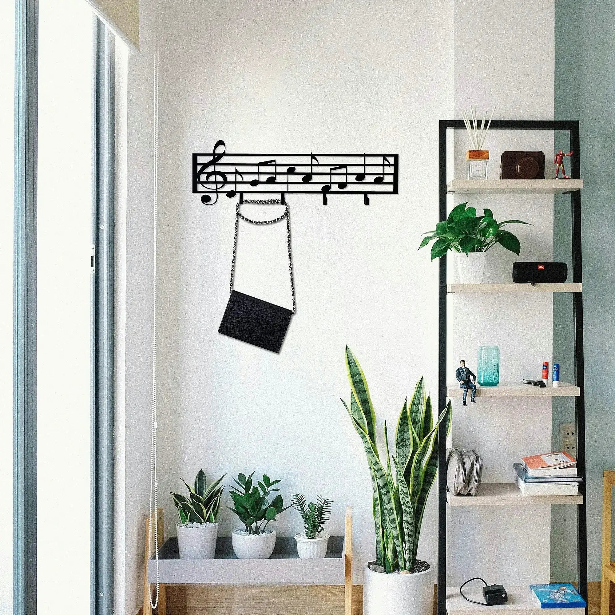 Cuier NOTE, negru, metal, 60x19 cm