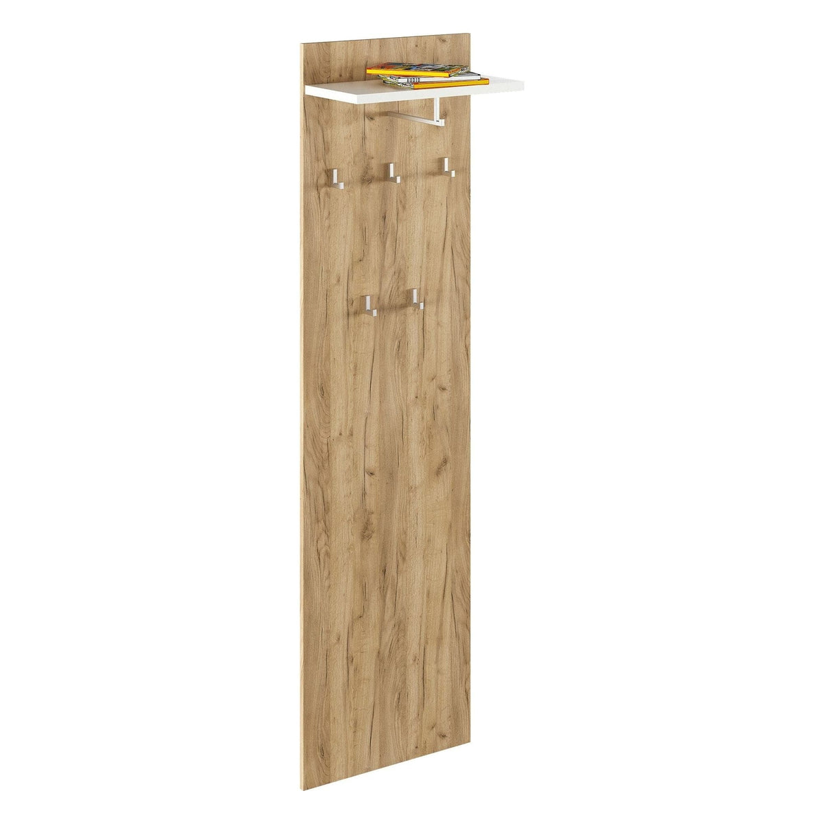 Cuier perete RIOMA TYP 19, stejar artisan/alb, DTD laminat, 50x25x181 cm