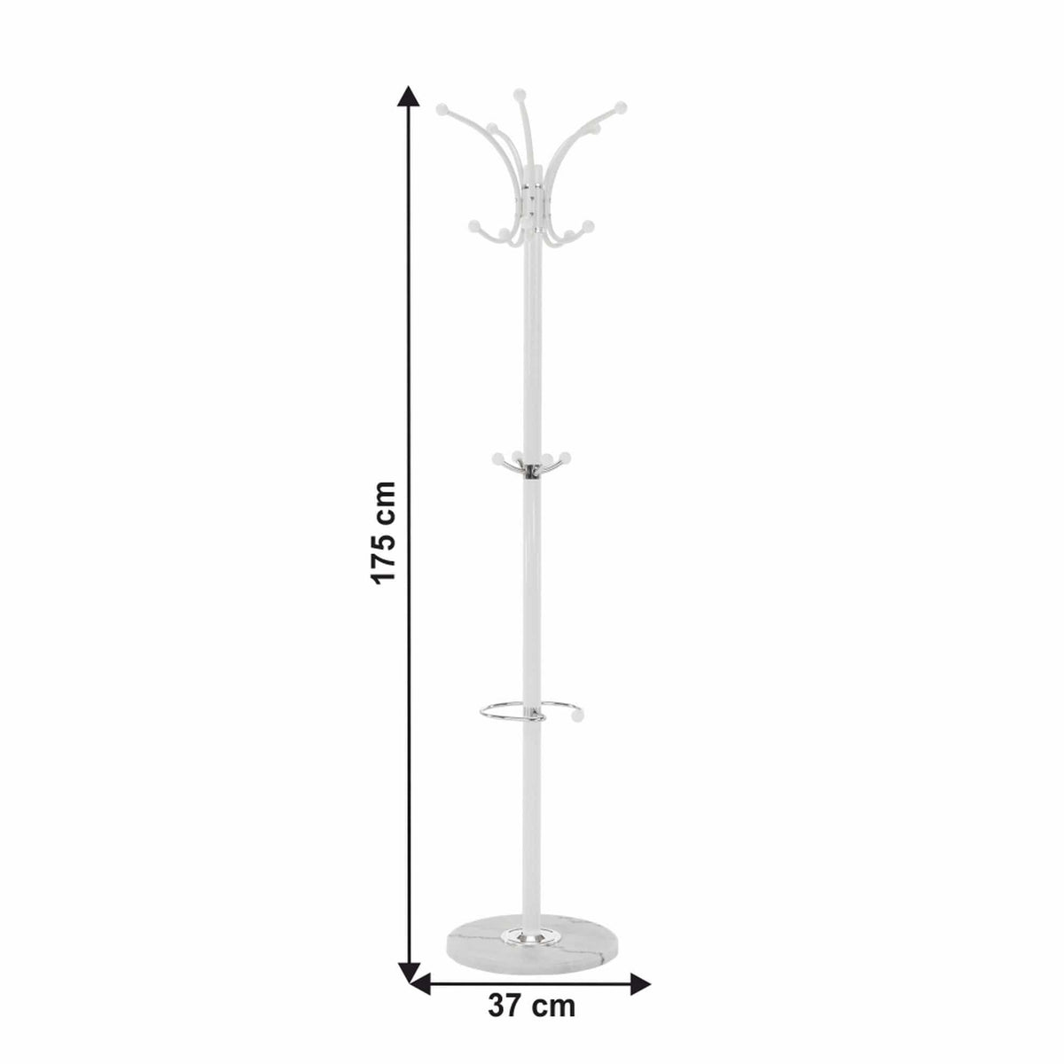 Cuier pom ALAN NEW, alb, metal/marmura, 37x175 cm