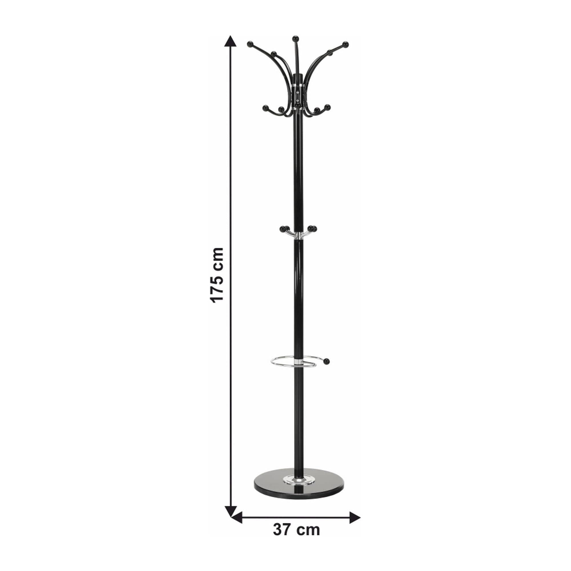 Cuier pom ALAN NEW, negru, metal/marmura, 37x175 cm