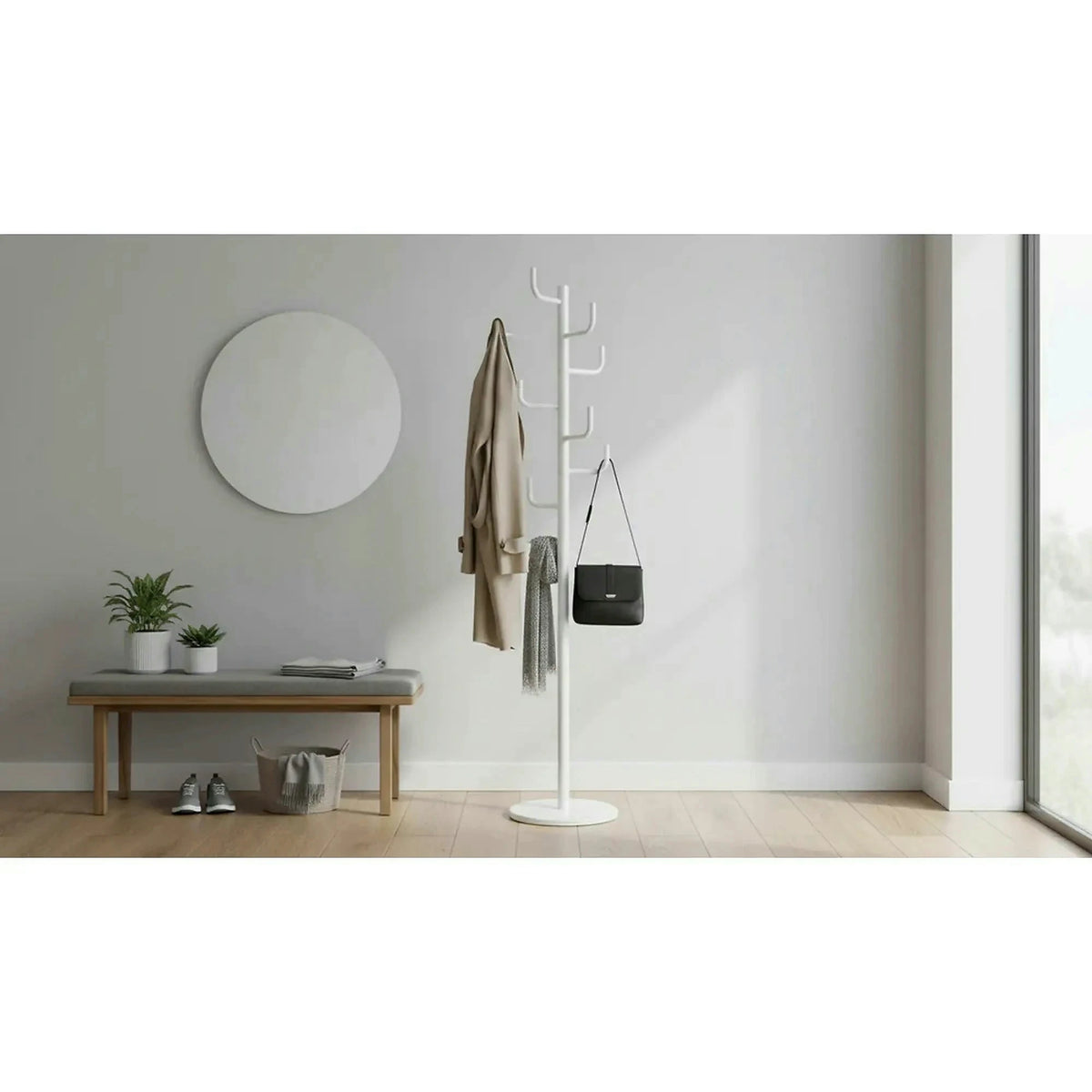 Cuier pom ELDER, alb, metal/marmura, 37x175 cm