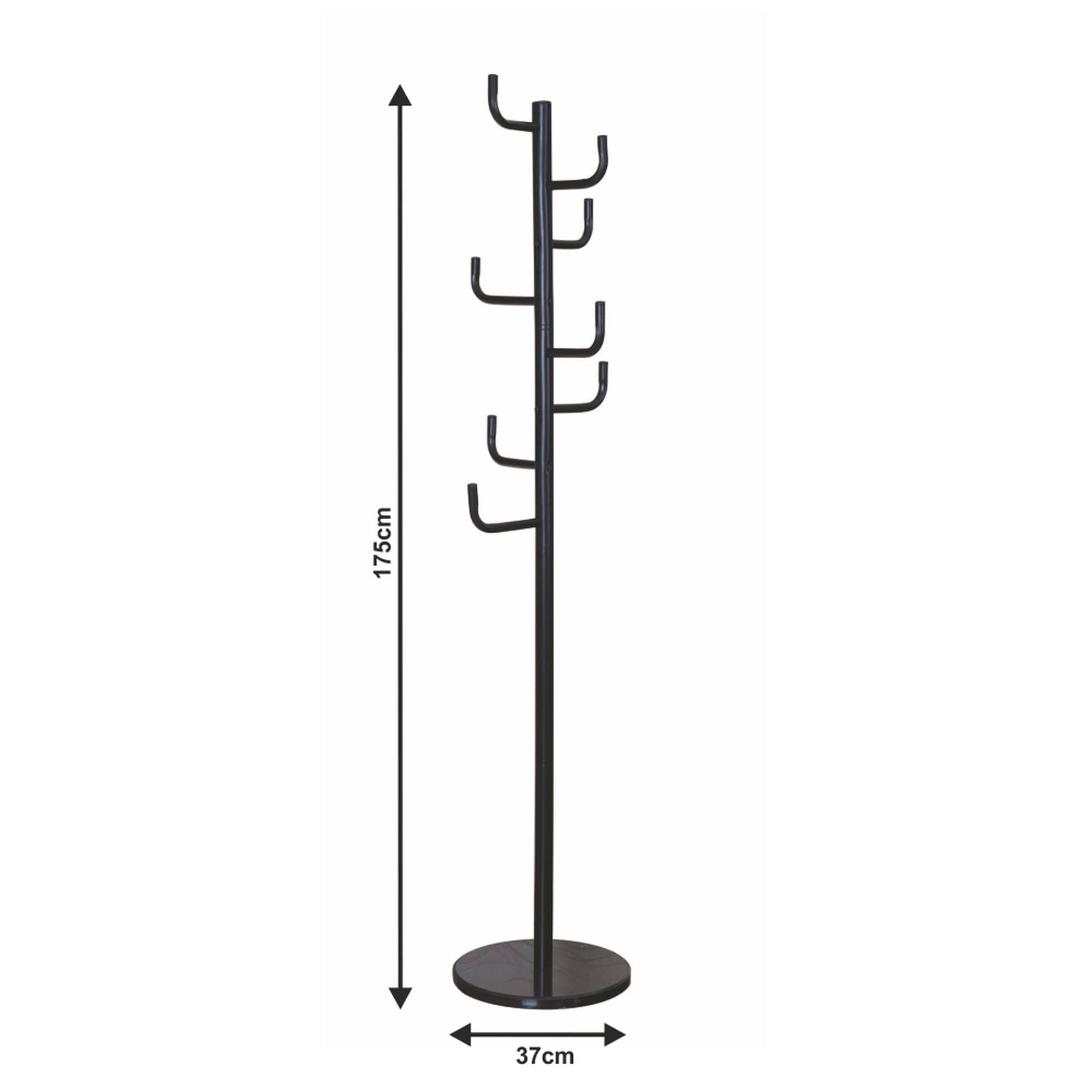 Cuier pom ELDER, negru, metal/marmura, 37x175 cm